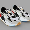 Stylish Black And White Sneakers With Colorful Accents And Modern Design
