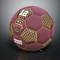 Maroon And Gold Patterned Soccer Ball With Number 12 Logo And KAMA YAMA Branding