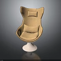 Comfortable Modern Beige Chair Design With Cushions And White Round Base
