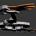 Decorative Key Sculpture With Orange Feather Design Chain And Ring Detail