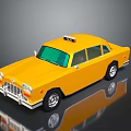 Yellow Taxi Cab With Green Windows And Taxi Sign On Roof In