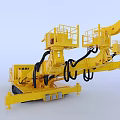 Yellow Crawler Functional Vehicle With Extended Mechanical Arms For Engineering Tasks 3d model