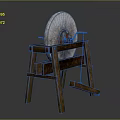Traditional Stone Mill Equipment with Circular Grinding Disc on Wooden Stand and Metal Handle