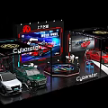 Cyberster SAIC MG Car Exhibition Booth With Different Colored Vehicles And Models