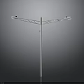 White Street Light Pole With Double Arms And Symmetric Metal Structure