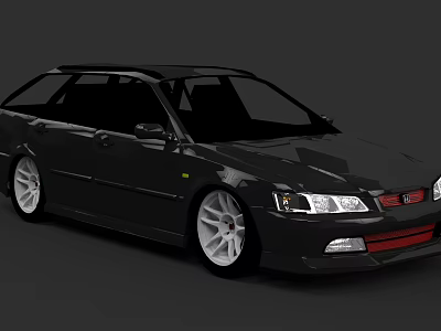 Black Sporty Sedan With White Alloy Wheels And Red Front Accent Design 3d model