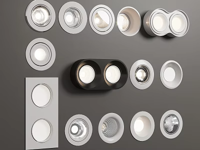 Different Styles of Modern Downlights and Spotlights for Interior Lighting Design 3d model