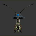 Mythical Creature With Vibrant Blue Green Purple Fins And Intricate Mechanical Armor Design