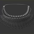 Silver Household Decorative Ornament With Circular Beads And Hanging Wavy Chains
