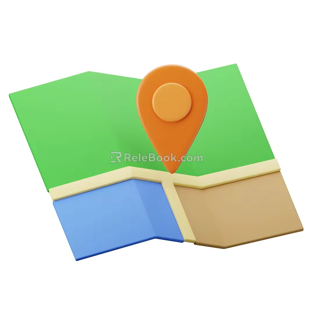 Modern map location cartoon map 3d model