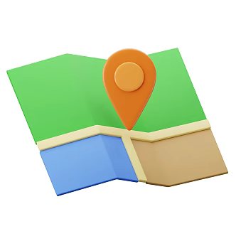 Modern map location cartoon map 3d model