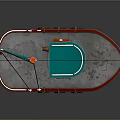 Green And Red Water Transport Boat With Lifebuoy Crane Deck Tires Marked 708