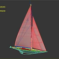Modern Sailing Cartoon Sailing Small Sailing 3d model