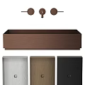Modern Brushed Metal Washbasin With Faucet Handles And Multiple Color Options