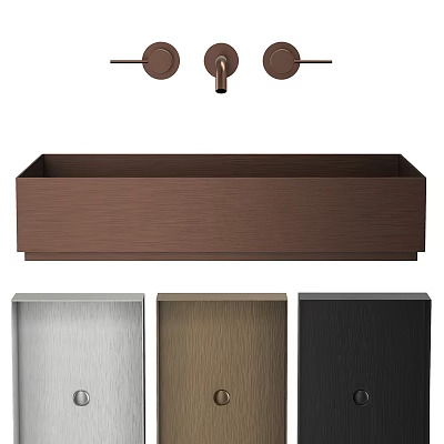 Modern Brushed Metal Washbasin With Faucet Handles And Multiple Color Options 3d model