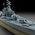 Vintage Battleship Featuring Large Main Guns And Deck Equipment On Gray Hull