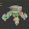 Multi Legged Mechanical Creature 3D Model With Armored Structure And Weapon Component 3d model
