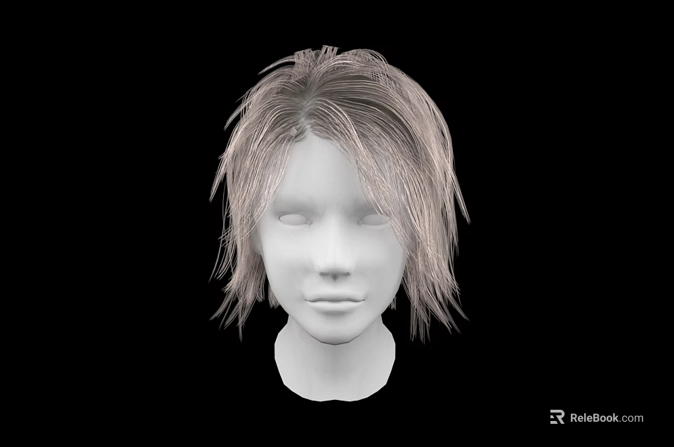 Elegant Jewelry Accessories Display On Human Head Model With Light Short Hair And Black Background 3d model 
