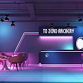 Modern Archery Range Interior With Neon Lights Tables Chairs And Counter 3d model