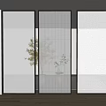Modern partition glass screen 3d model