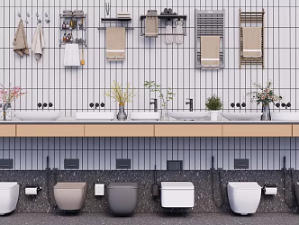 Bathroom Combination Smart Toilet Towel Rack Wash Basin 3d model