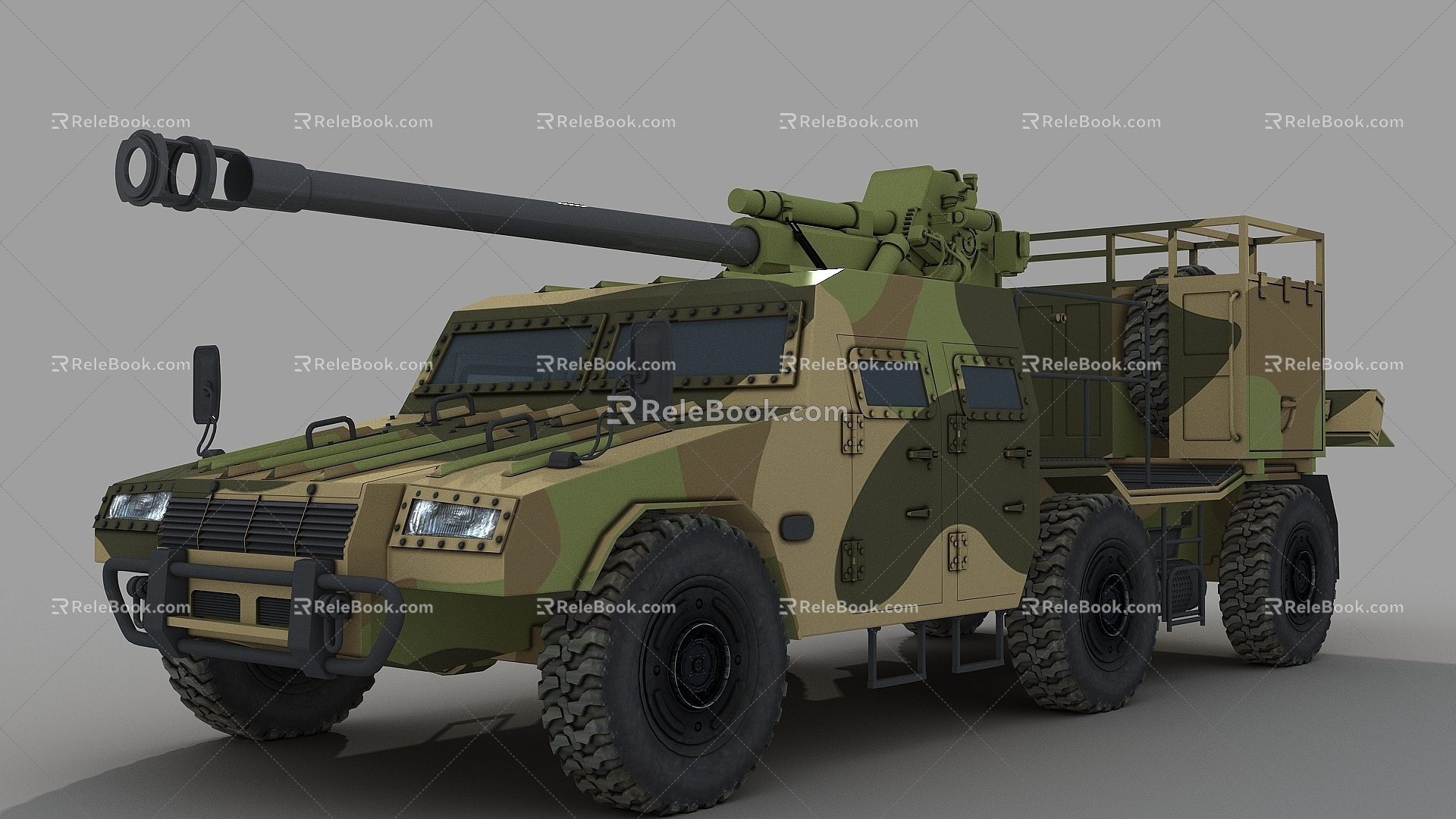 Howitzer 105 howitzer SH5 105mm vehicle-mounted howitzer 105mm vehicle-mounted gun domestic howitzer artillery anti-aircraft gun forced 3d model