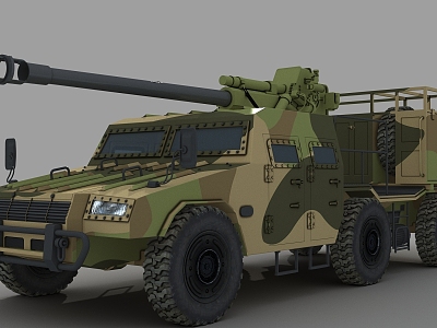 Howitzer 105 howitzer SH5 105mm vehicle-mounted howitzer 105mm vehicle-mounted gun domestic howitzer artillery anti-aircraft gun forced 3d model