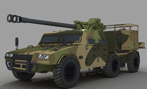 Howitzer 105 howitzer SH5 105mm vehicle-mounted howitzer 105mm vehicle-mounted gun domestic howitzer artillery anti-aircraft gun forced 3d model