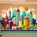 Colorful Cityscape Mural As Photo Spot 3d model