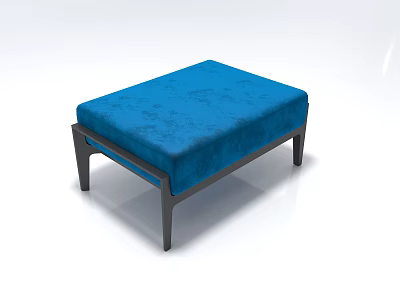 Modern Blue Upholstered Footstool With Black Wooden Legs Design 3d model