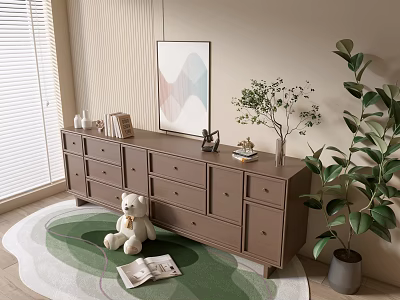 Modern Wood Grain Cabinet Simple Style Cabinet Whole Cabinet Sideboard Balcony Cabinet Storage Cabinet Entrance Cabinet 3d model