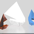 Handmade Origami Boats in White Orange and Blue Colors as Decorative Crafts