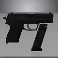 Black Tactical Pistol with Detachable Magazine Metallic Finish and Ergonomic Grip on Dark Isolated Background