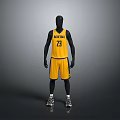 Yellow Basketball Sportswear Jersey And Shorts With 23 Number BASKETBALL Print For Daily Wear