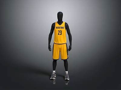 Yellow Basketball Sportswear Jersey And Shorts With 23 Number BASKETBALL Print For Daily Wear 3d model