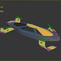 Futuristic Yellow And Gray Flying Vehicle With Multi Rotor Propellers And Cockpit