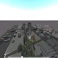 Modern Urban Skyscraper With Glass Facade Among Surrounding City Buildings