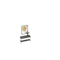 Modern Home Decor Featuring Gray Console Table Black Vase And Gold Spiral Painting On Wall