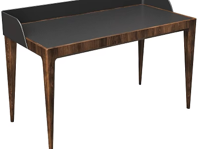 Modern Minimalist Wooden Desk With Dark Smooth Top And Slim Tapered Legs 3d model