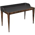Modern Minimalist Wooden Desk With Dark Smooth Top And Slim Tapered Legs