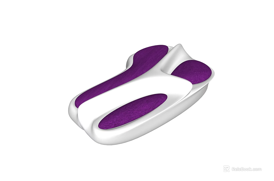 Modern Abstract Sofa With White Structure And Purple Cushions Curved Design 3d model 