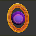 Colorful Striped Sphere With Purple Pink Layers And Orange Red Rings On Dark Background