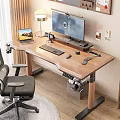 Cozy Study Room With Wooden Desk Monitor Laptop And Office Chair Decorations