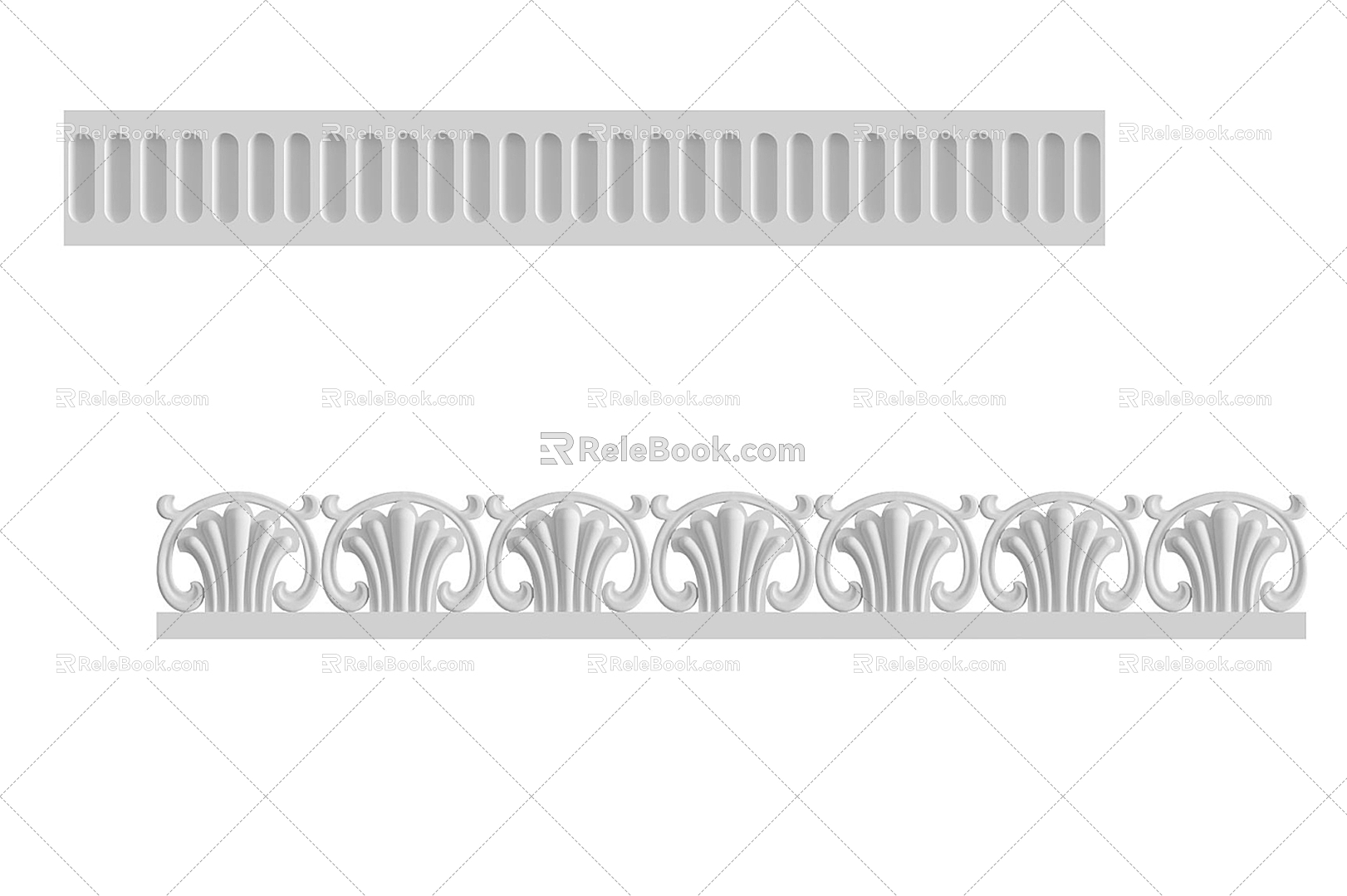 Simple European Carved Simple Decorative Plaster Line Carved 3d model