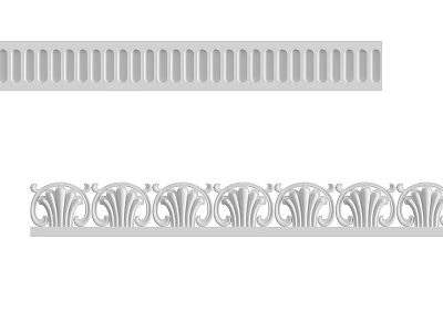 Carved Ornamental Trim With Vertical Grooves And Fan Shaped Patterns For Interior Design 3d model