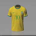 Brazil Yellow Soccer Jersey With Number 10 Nike Logo And Green Trim