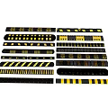 Public Facilities Safety Warning Stickers With Black And Yellow Stripes Arranged Neatly