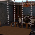 Cozy Restaurant Interior With Wooden Tables Chairs Chandelier Natural Light And Decorative Painting