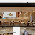 Guilin Rice Noodle Restaurant Modern Interior With Bright Lighting Wooden Decor And Counter Seating