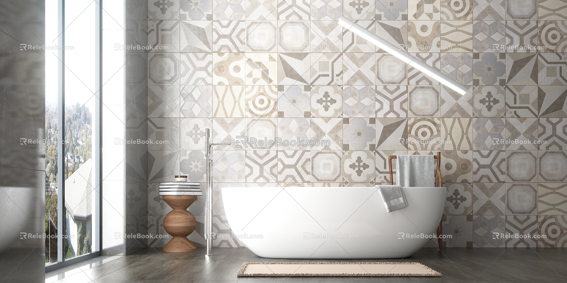 Modern Bathtub Bathroom 3d model